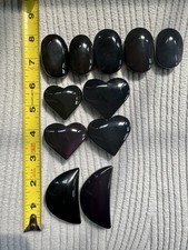 Clearance Sale Of Rainbow Obsidian Carvings (5 Palms, 4 Hearts, 2 Moons) picture