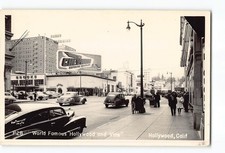 Hollywood CA RPPC Photo 1930-50 Hollywood And Vine Street Scene Chevron Sign picture