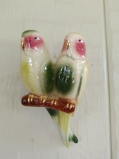 Vintage Royal Copley Parakeet Wall Pocket Planter Two Parakeets On Branch picture