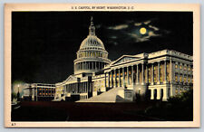 Washington, D.C., United States Capitol By Night, Vintage Linen Postcard picture
