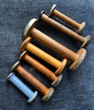 Lot 7 Antique Textile Mill Spools Bobbins H&P Spool & Bobbin Co Lawrence MA Mark picture