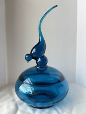 Vintage Viking Long Tailed Bird Covered Candy Dish Bluenique picture