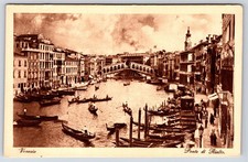 Vintage Venezia Ponte di Rialto Venice Italy Canal Gondolas Postcard picture