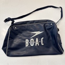 Vintage BOAC Airline Shoulder Bag Flight Travel Bag Speedbird Pre1974 Navy White picture