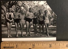 1920s 1930s Men Women Friends Group Snapshot Swimsuits picture