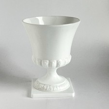 E.O. Brody Co. White Milk Glass 7” Tall Footed Vase Planter Grecian Urn Vintage picture