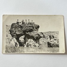 Antique RPPC Real Postcard Group Photograph Women Men Nature Odd Rock Outside picture