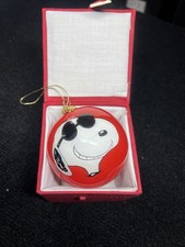 Vtg Kurt Adler Peanuts Ornament Red Glass Snoopy In Sunglasses 3.25” 1999  A6 picture