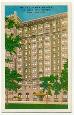 NYC Hotel Park Plaza West 77th Street Linen Postcard New York City picture