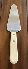 Vintage Stainless Steel & Wood Handle w/ Brass Rivets Pie Cake Server, 10 inch picture