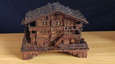 Swiss Brienz Carved Wood Alpine Chalet Music Box Crate Key 14x7.5x10.5