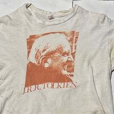RARE VINTAGE 1960'S J.R.R. TOLKIEN GRAPHIC PRINT T SHIRT XL Hobbit Lord of Ring picture
