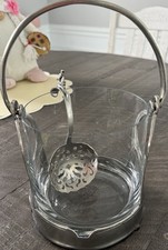 Arte Italica Taverna Crystal & Pewter Ice Bucket with Handle & Decorative Spoon picture