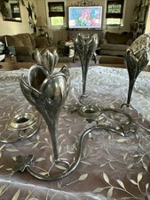 Vtg Silver Plate EPNS England Epergne Crocus Vase and Candle Holder Art Nouveau  picture