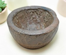 Antique Sand Stone Round Kitchenware Curry Bowl Original Old Fine Hand Carved picture