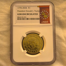NGC Gem Uncirculated Donald J. Trump $1 Comm. Coin 1776-2026 250th  Red Label picture