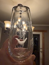 VTG Orrefors crystal Bud vase Etched Bird 6” Heavy Excellent picture