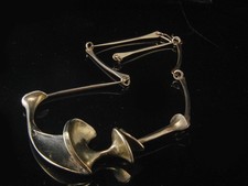 VINTAGE BRUTALIST ABSTRACT SIGNED ROGERS ARTISAN STERLING NECKLACE picture