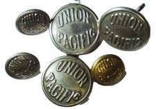 VINTAGE UNION PACIFIC RAILROAD UNIFORM BUTTONS - 3 LARGE & 3 SMALL - EC 9219 BX picture