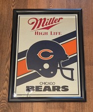 VINTAGE 1980’s CHICAGO BEARS MILLER HIGH LIFE BEER FRAMED TAVERN BAR MIRROR RARE picture