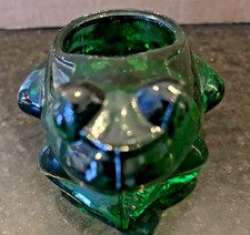 Vintage Green Glass Frog Candle Holder Whimsical Animal Decor picture