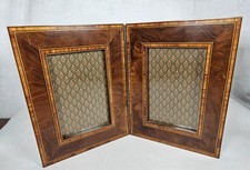 DORVILLIERS ~ PARIS ~ VINTAGE BURL WOOD DOUBLE PHOTO FRAME INLAY  picture