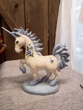 Beautiful Unicorn Ceramic Decor Figurine Blue And White picture