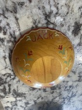 VTG 2 Small 40’s Wood Bowls Hand Painted 7”, Oval Children’s Cottagecore picture