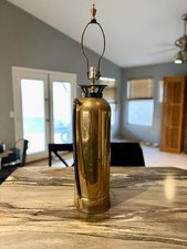 Vintage 1970s Brass Fire Extinguisher Lamp Industrial Decor Table Lamp picture