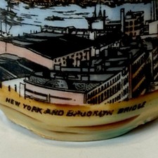 BROOKLYN BRIDGE NY NEW YORK Souvenir Porcelain China Vase Trinket ANTIQUE picture