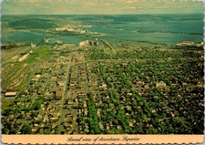 Superior Wisconsin Downtown Aerial View Duluth in background Postcard c1970 WI picture