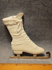 Vintage Dept.56 White Porcelain Ice Skate Christmas Tree Ornament picture