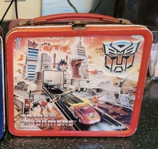 Vintage 1986 Transformers Metal Lunchbox w Thermos Aladdin G1 Hasbro picture