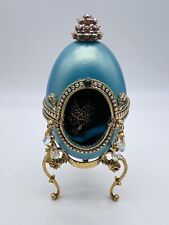 Vintage Sankyo Music Box Ostrich Egg Swarovski Crystals- Crystal Necklace Gift picture