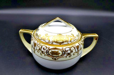Vintage Noritake Christmas Ball 175 Bone China Covered Sugar Bowl Green 