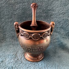 Vtg Heavy Brass Schering  5” Mortar & Pestle Coricidin Pharmacy Fraternities #OO picture