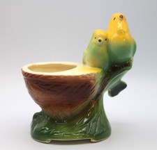 Vintage Mid Century Modern American Bisque Ceramic Love Birds Planter picture