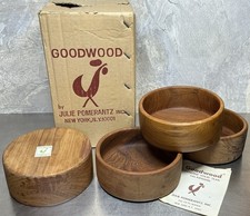 Vintage Julie Pomerantz GOODWOOD Solid Teak Saladware - Set Of 4 Salad Bowls picture