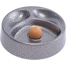 6.75 Lucienne Crackle Grey Metal Round 2 Pipe Hold Ashtray with Knocker Cork picture