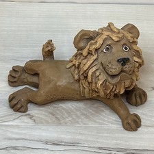 1973 Dave Grossman Clay Lion Figure Signed Collectible Sculpture picture
