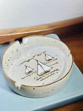 Vintage Otagiri Original Japan Ashtray Hand Crafted Ceramic Pottery Sailboats picture