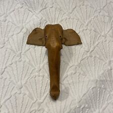 Vintage Wooden Elephant Head Wall Hook Art 6 In. picture