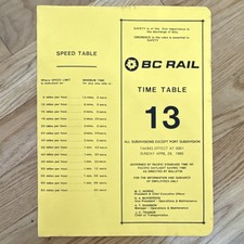 BC RAIL TIME TABLE 13 1985 BC Rail Road picture