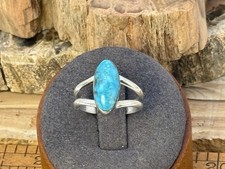 Vintage Native Sterling SIlver Modern Turquoise ring in sz 6--2456.26 picture