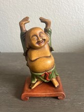 Vintage Buddha Smiling Happy Standing Arms Up Figurine 6.5'' Ceramic picture
