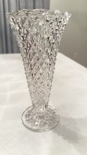 Vintage Indiana Crystal Glass Tiara Diamond Point Footed Vase  picture