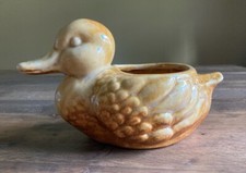 vintage ceramic Haeger gold yellow brown duck shaped planter picture