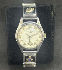 Vintage Villereuse 32mm Masonic Freemason Mechanical Wristwatch 1318 picture