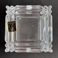 Oneida Crystal Box SQUARE FACET Trinket Jewelry Box West Germany NOS 1990 picture