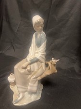 Lladro 4576 New Shepherdess Figurine Girl On Branch Bird Retired picture